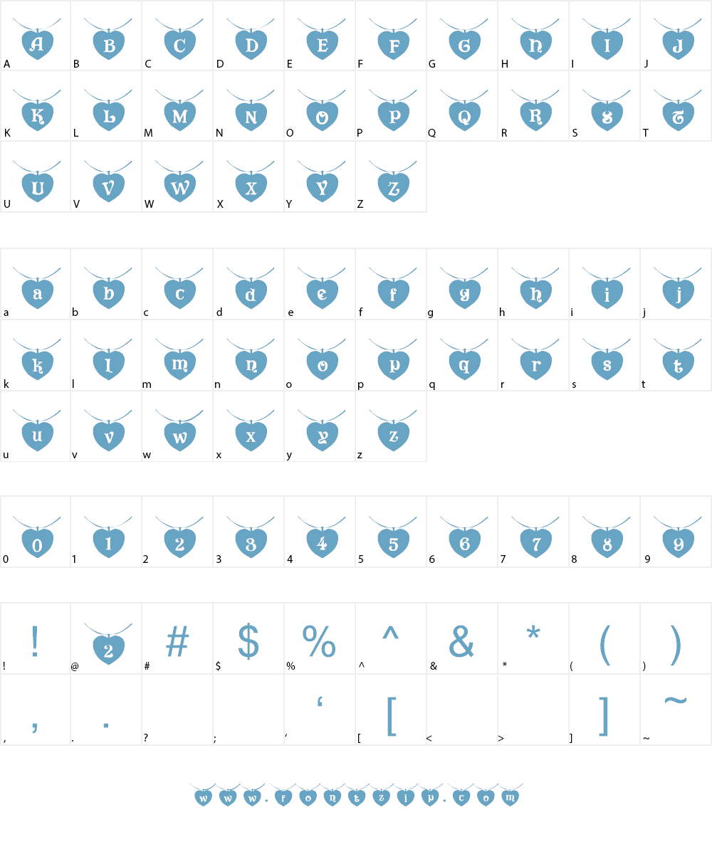 101! Heart StringZ Font Character