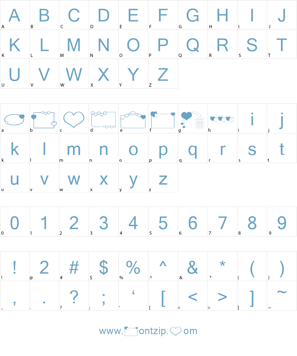 ap hearts Font Character