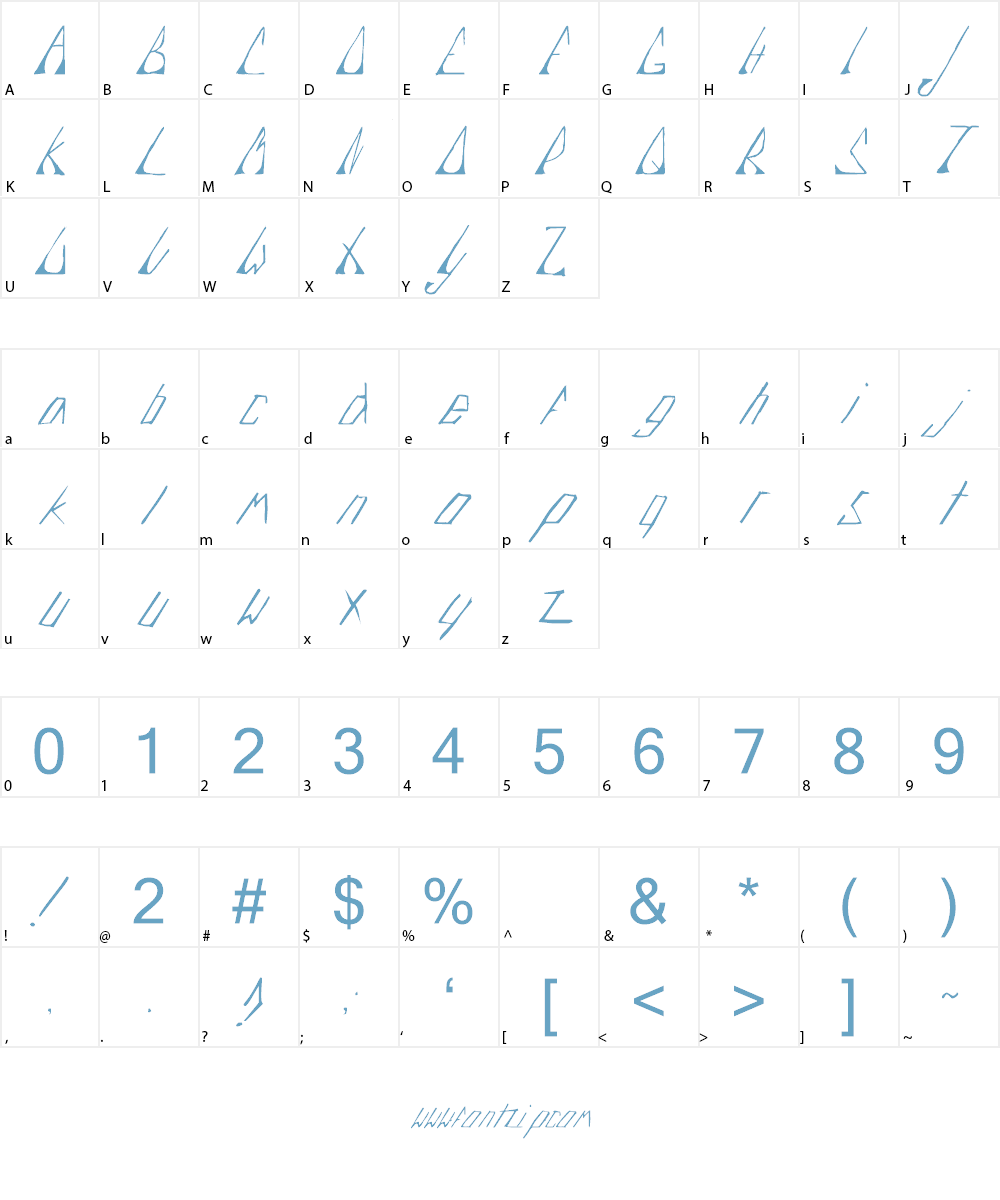Edje Slant Font Character