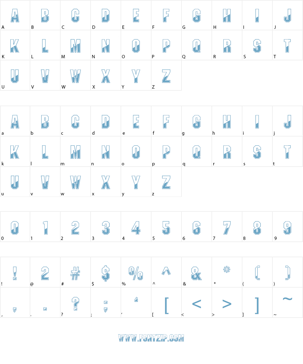 Gunmetal Font Character