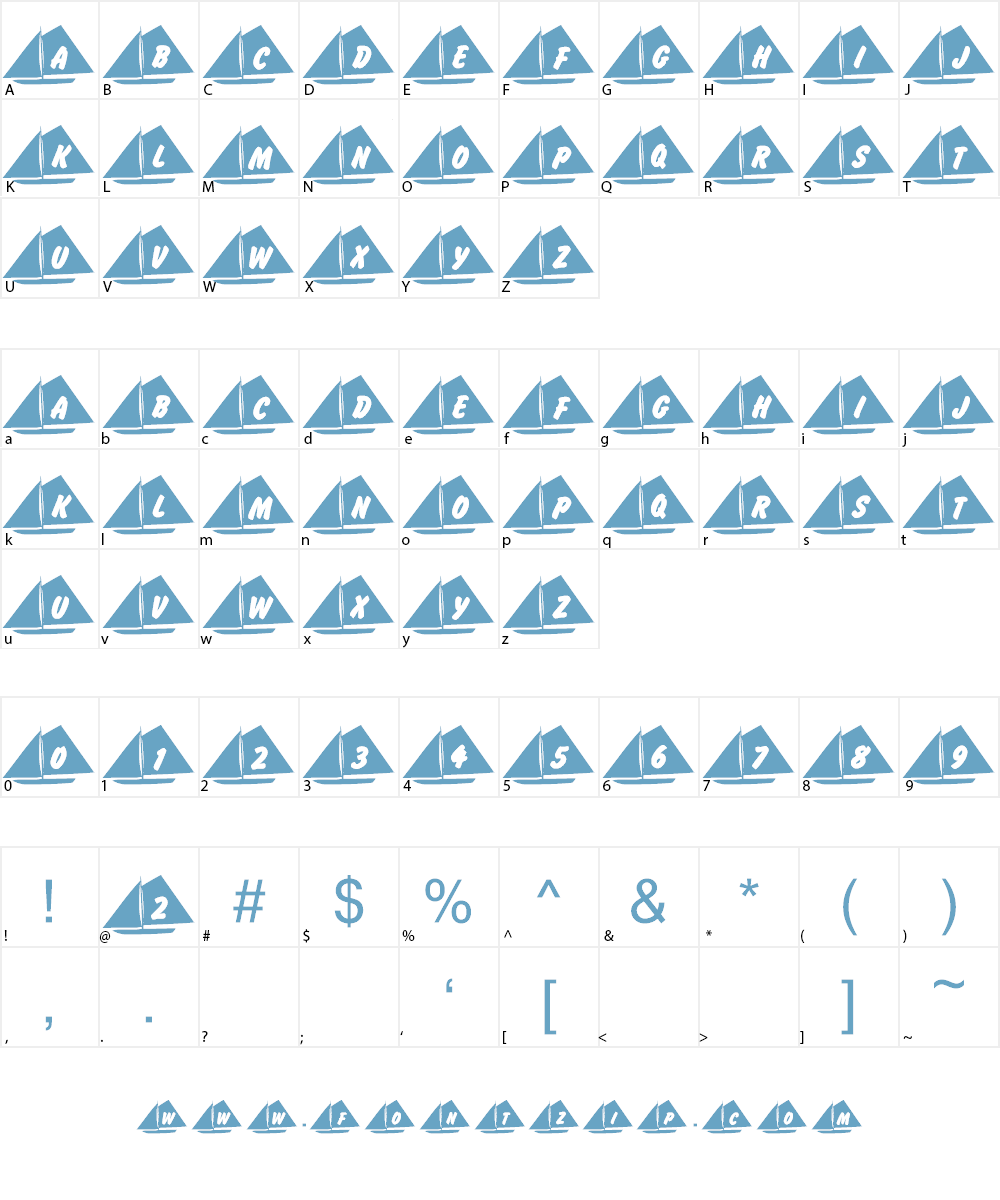 101! Jake's Sailing Font Character