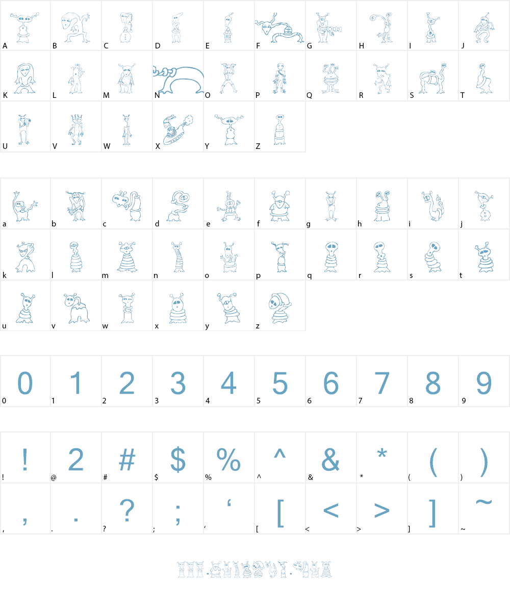 Alien Twits Font Character