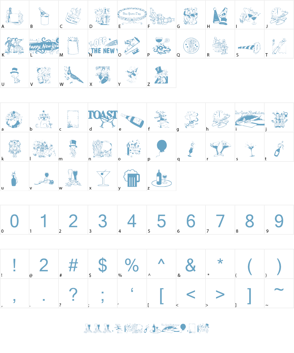 NewYearBats Font Character