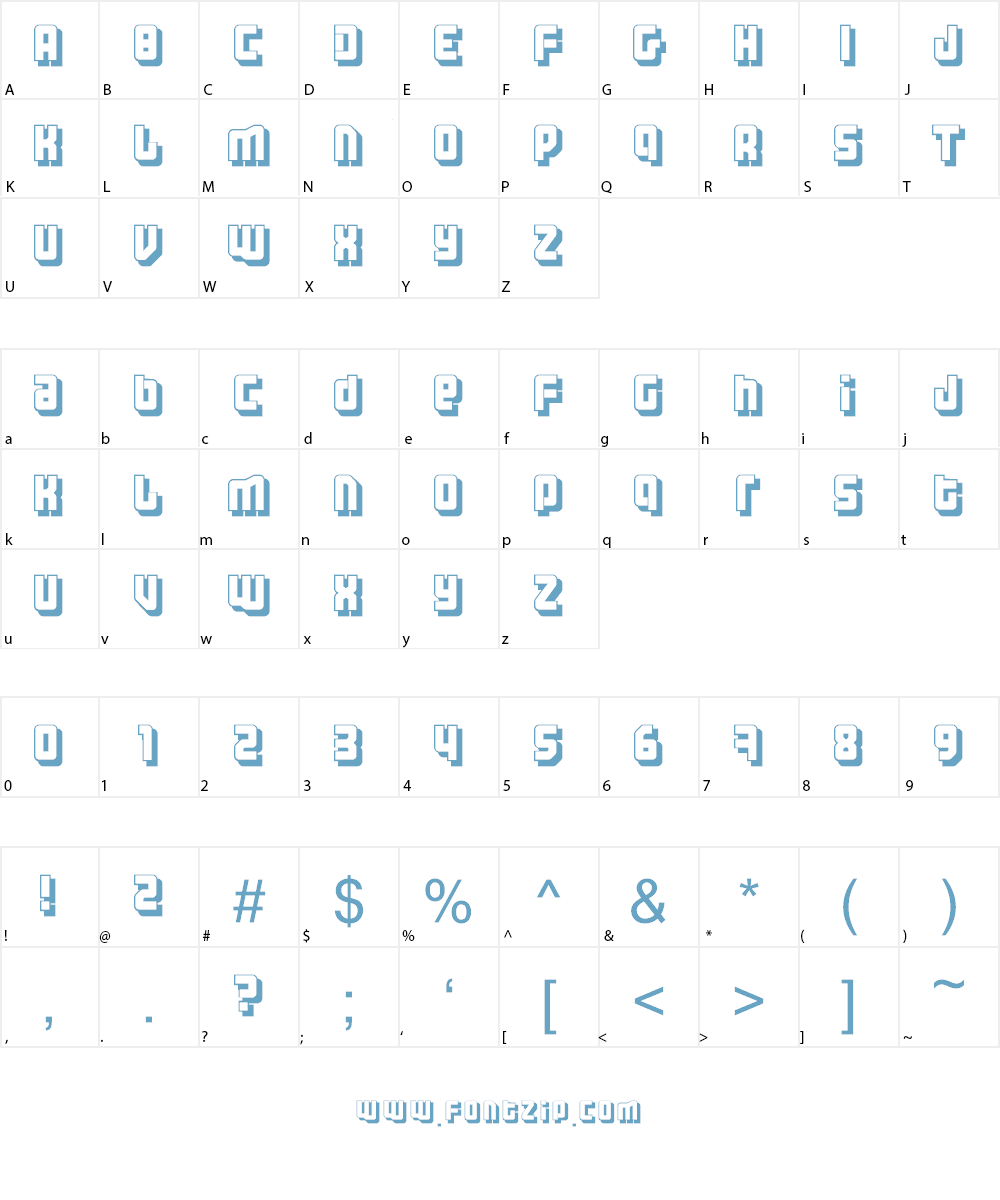 Three the Hard way Font Character