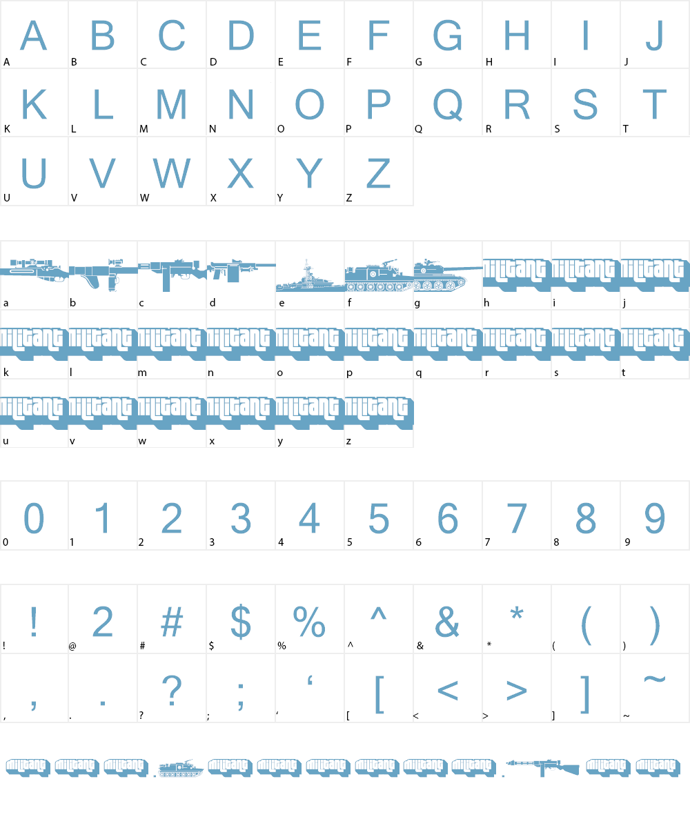 Military dingbats Font Character