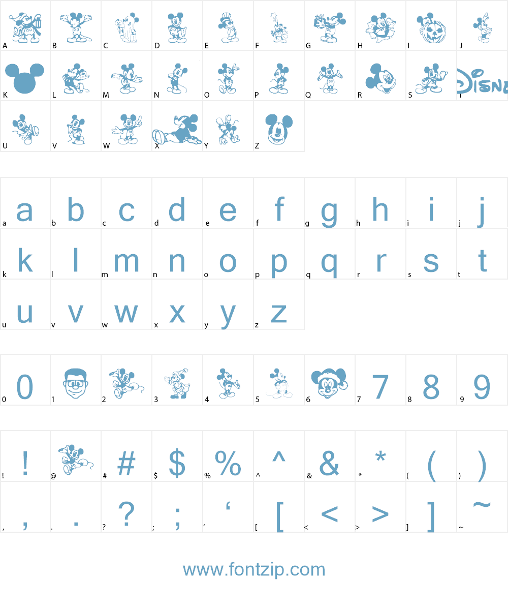 Mickey Mousebats Font Character