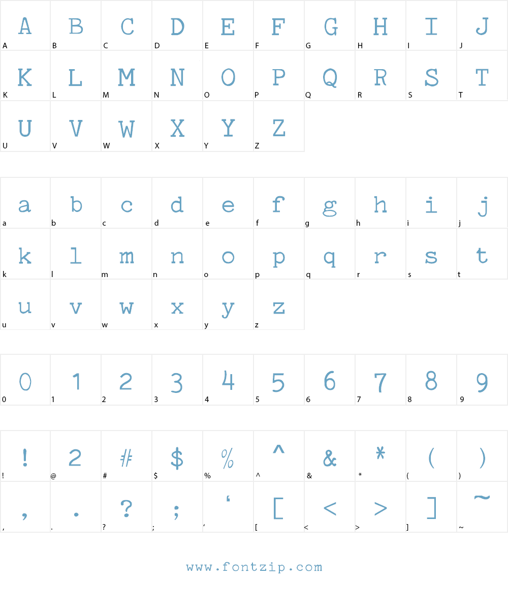 Typewriter PG Font Character
