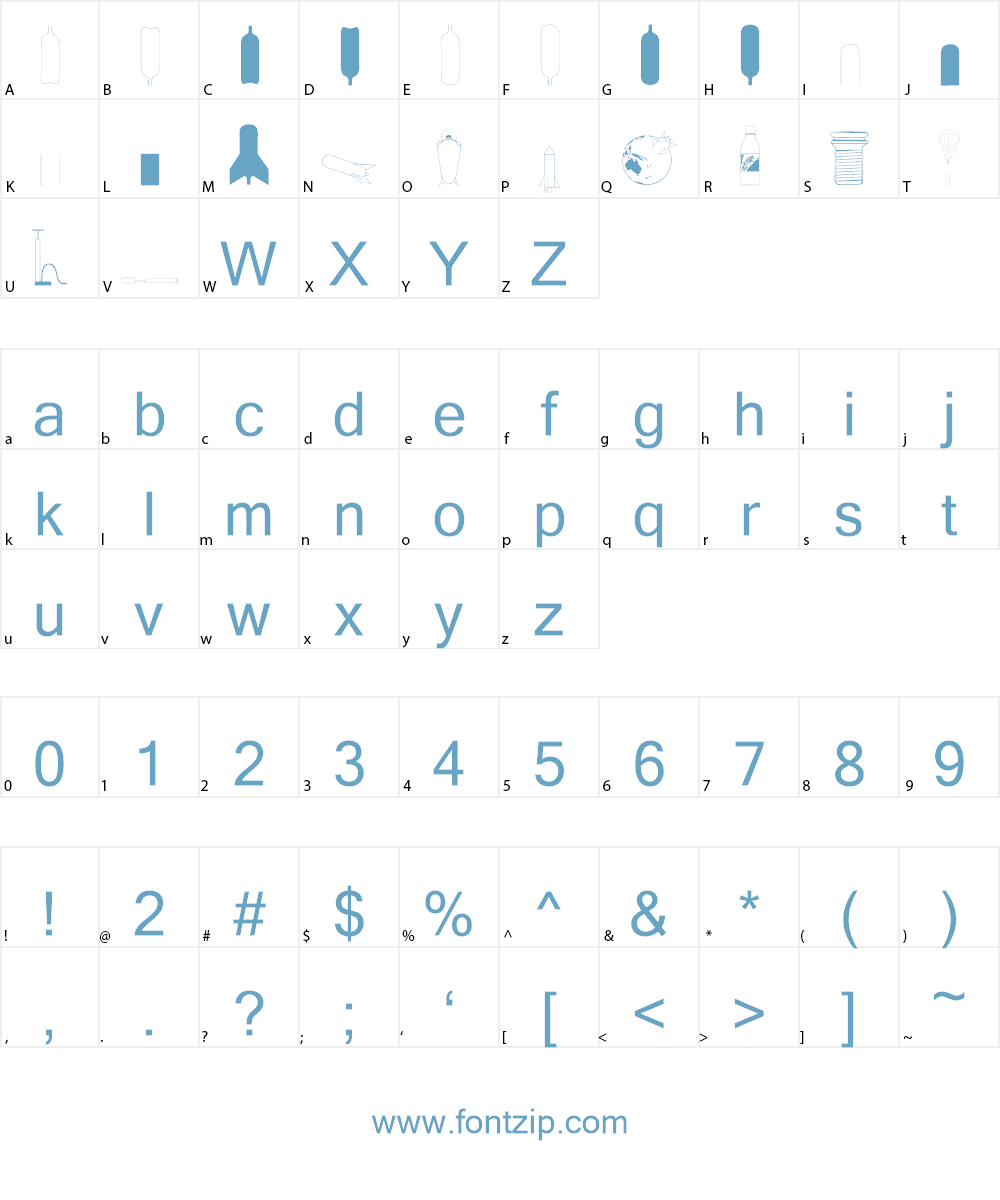 Water Rocket PG Font Character