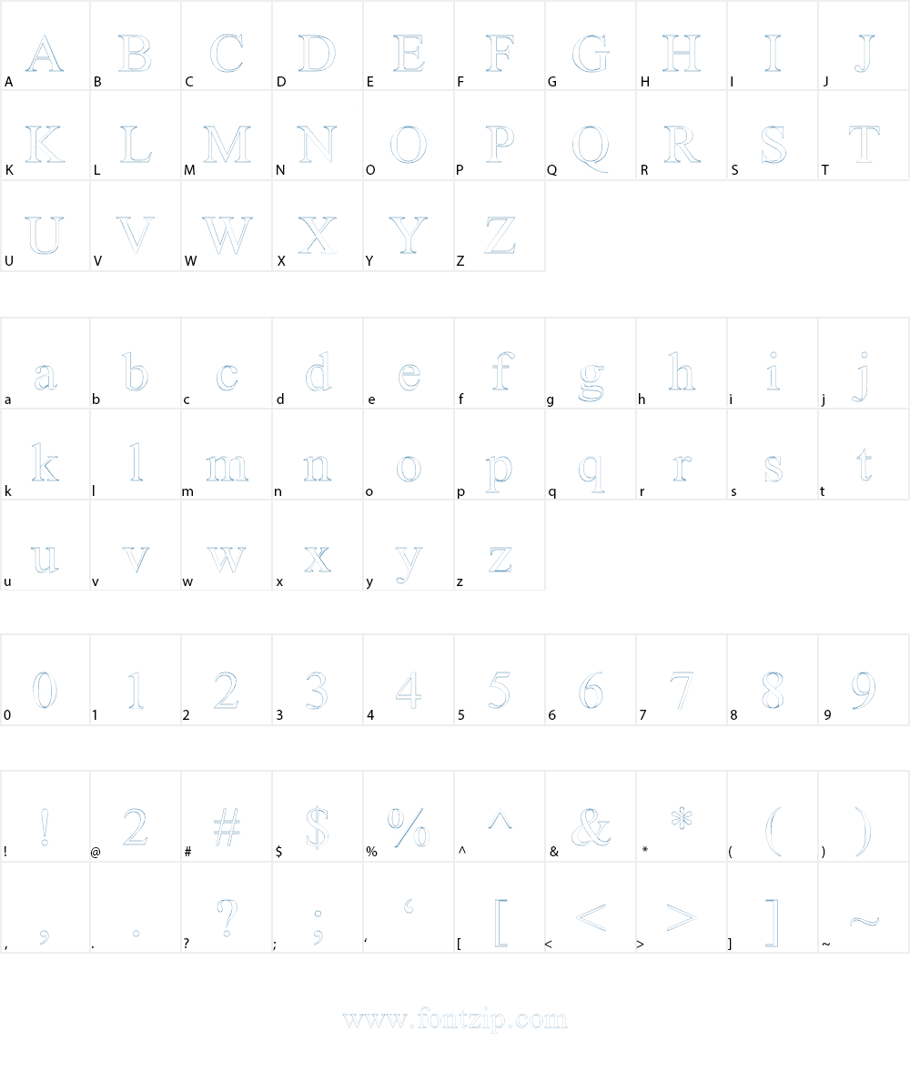 Amerton Outline Font Character