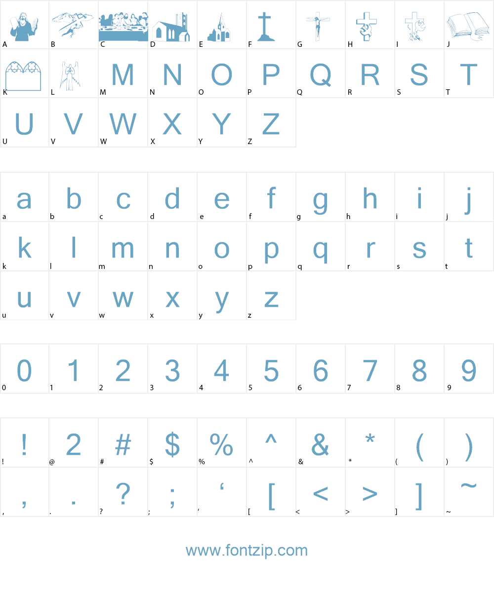 Religious 2 Font Character