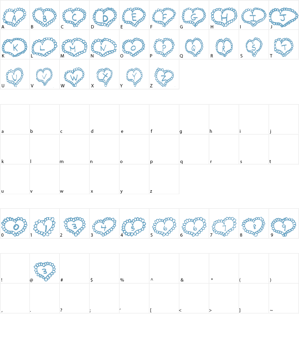 AEZ Lacy Hearts Font Character