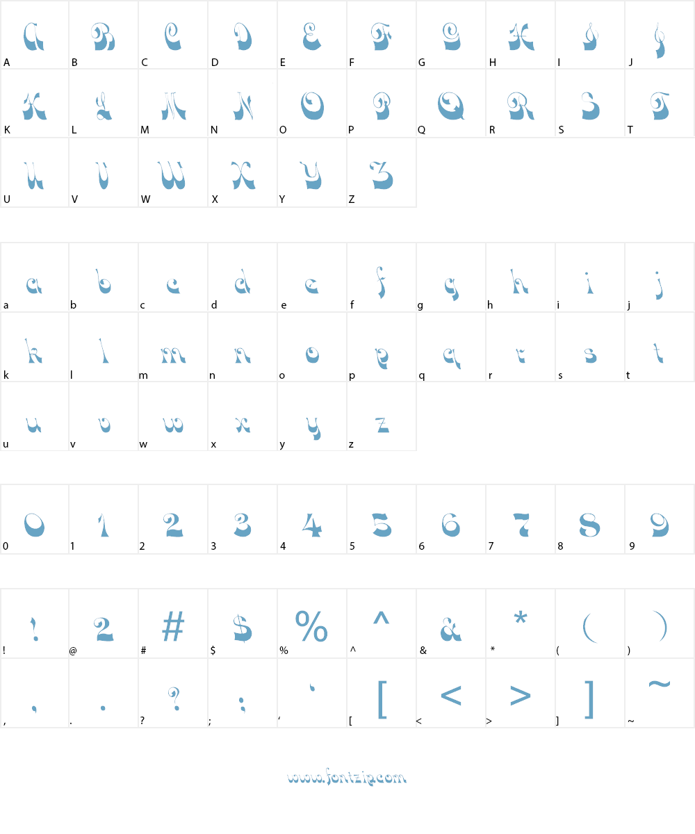 DownWind Font Character