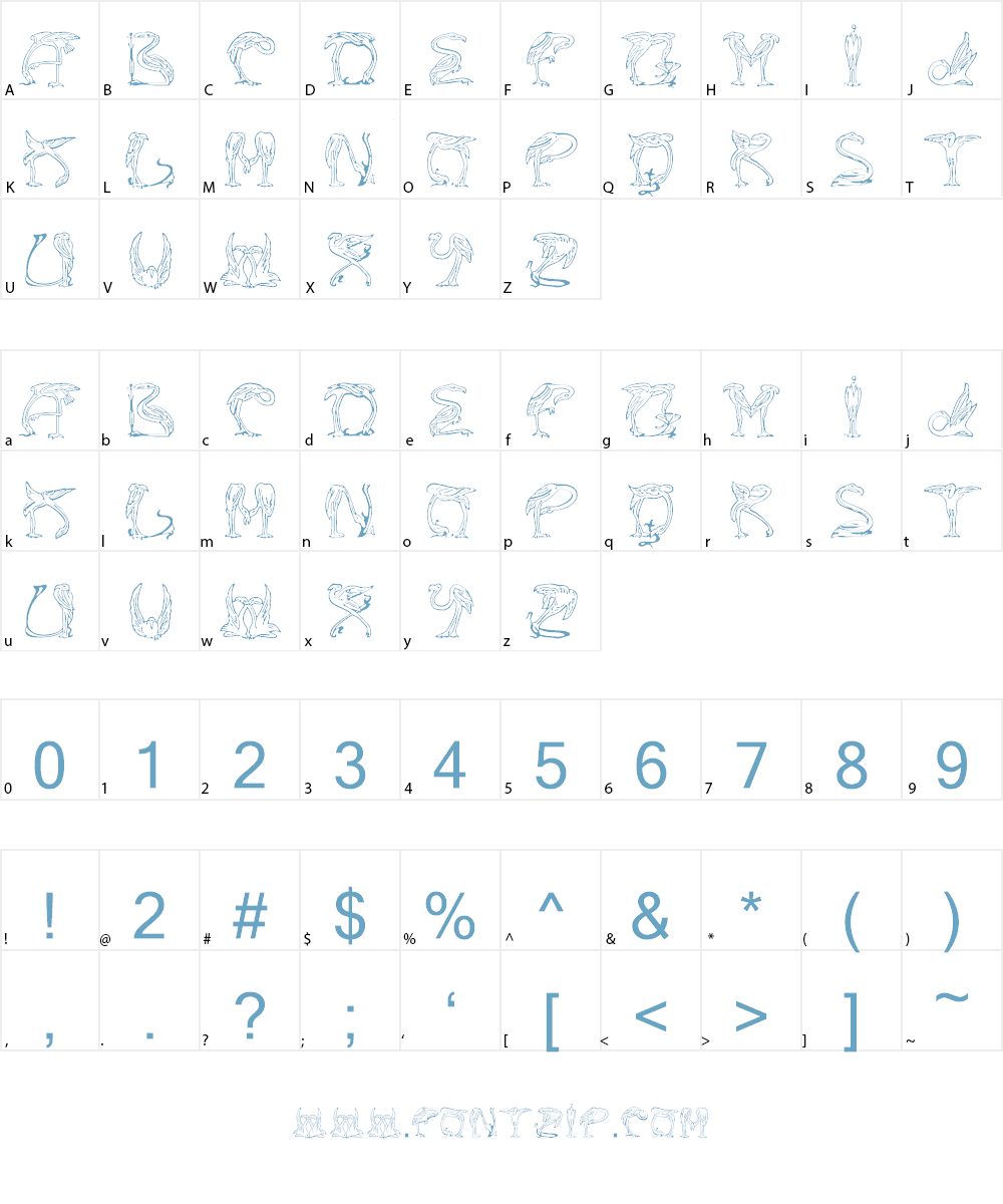 JF Flamingo Font Character