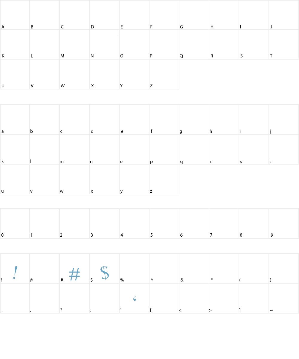 Timesturn Font Character