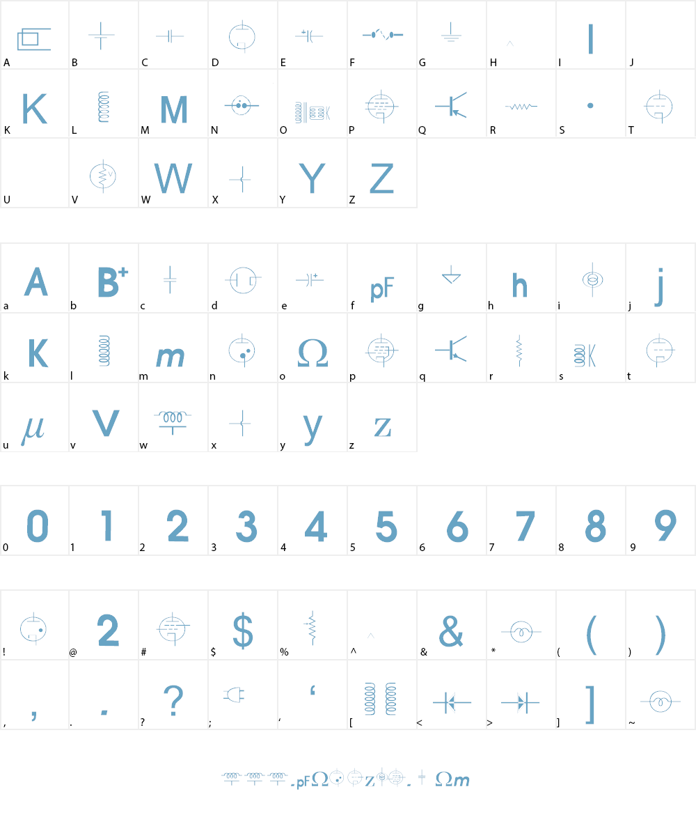 vac tube symbols v1.2 Font Character