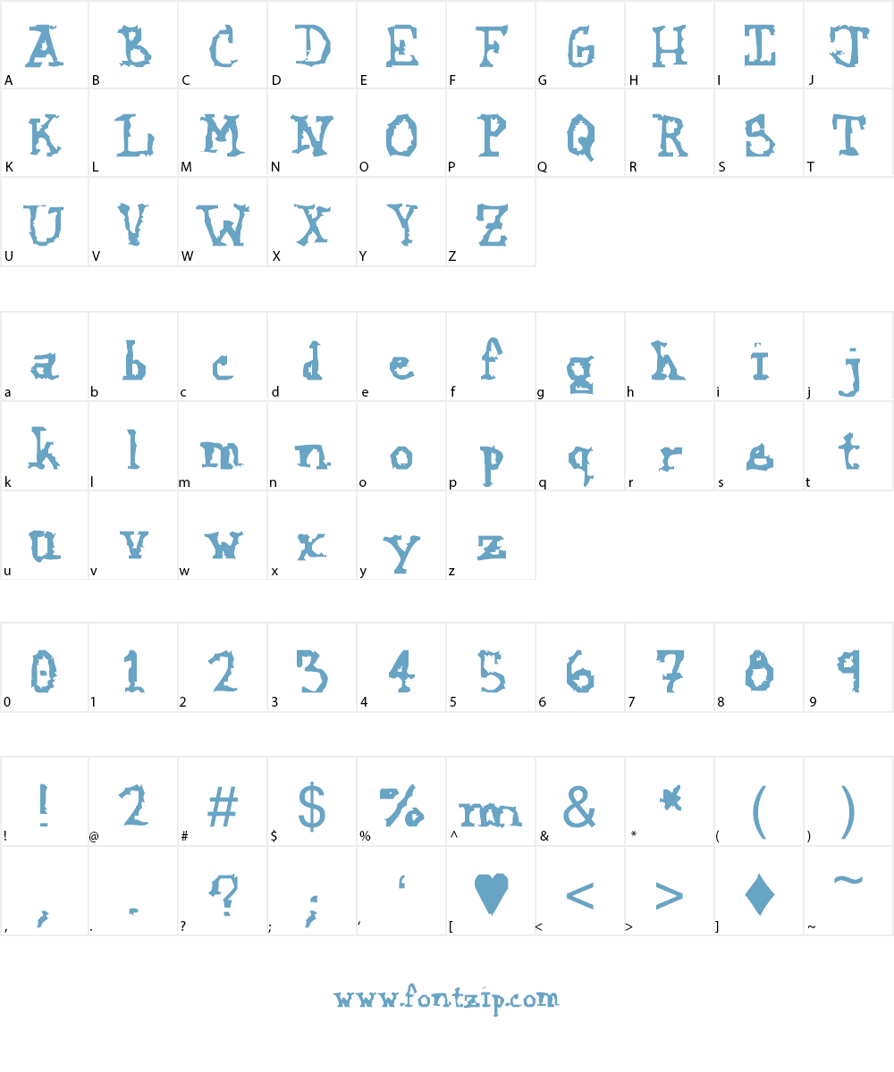 Kozmic Jagged Hands Font Character