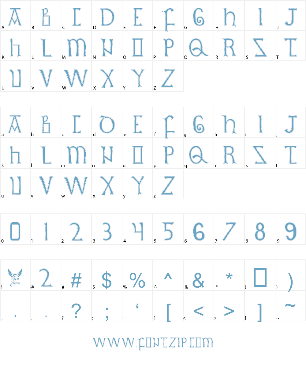 British Outline Majuscules Font Character