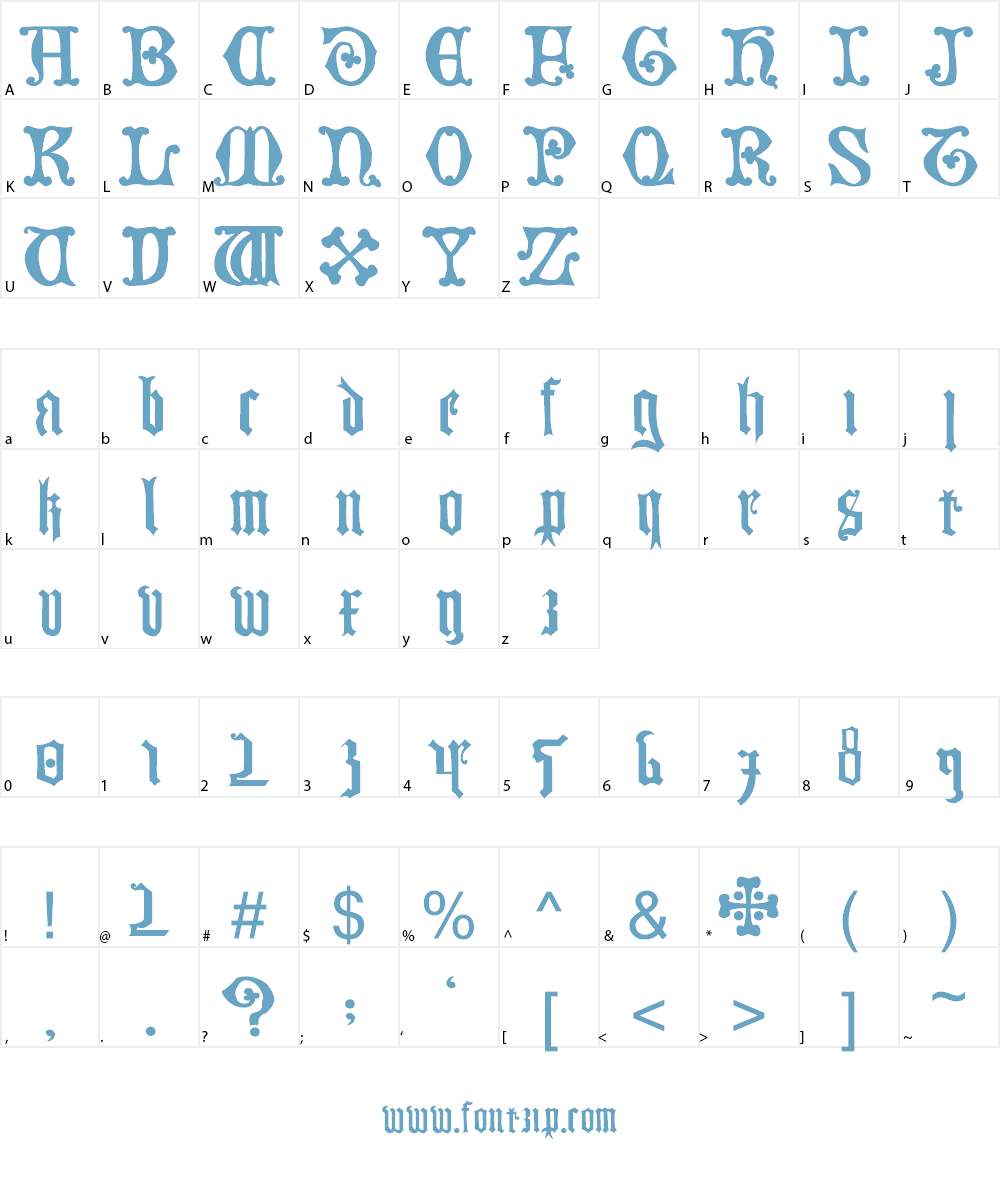 German Blackletters, 15th c. Font Character