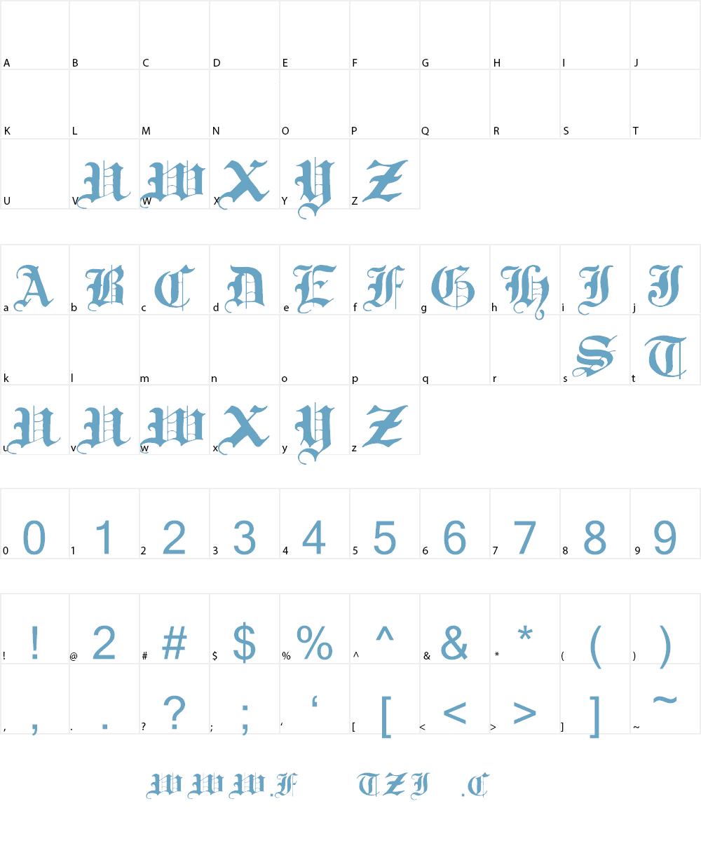 Traditional Gothic, 17th c. Font Character