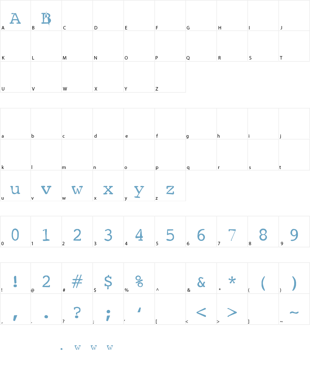 Typewriter Scribbled Font Character