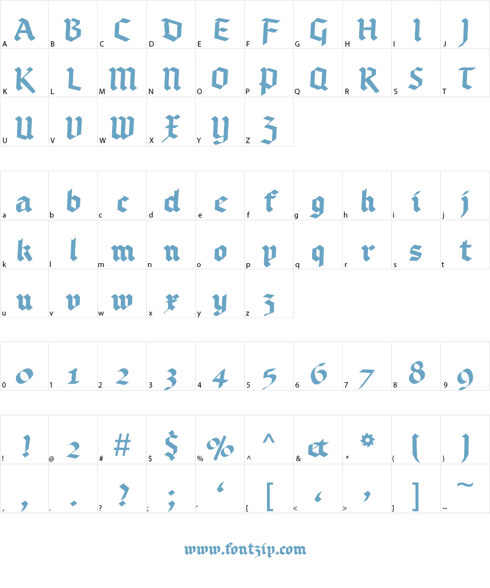 Bruchschrift Font Character