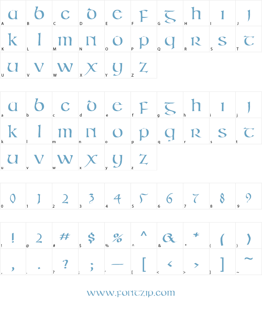 Irish Unci Alphabet Font Character