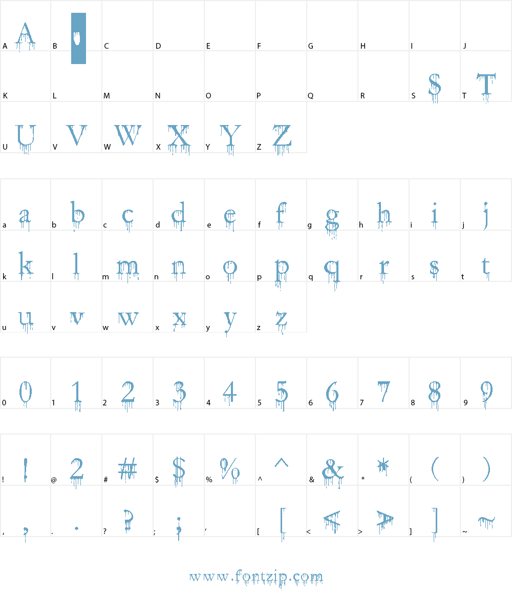 SF Gushing Meadow Font Character