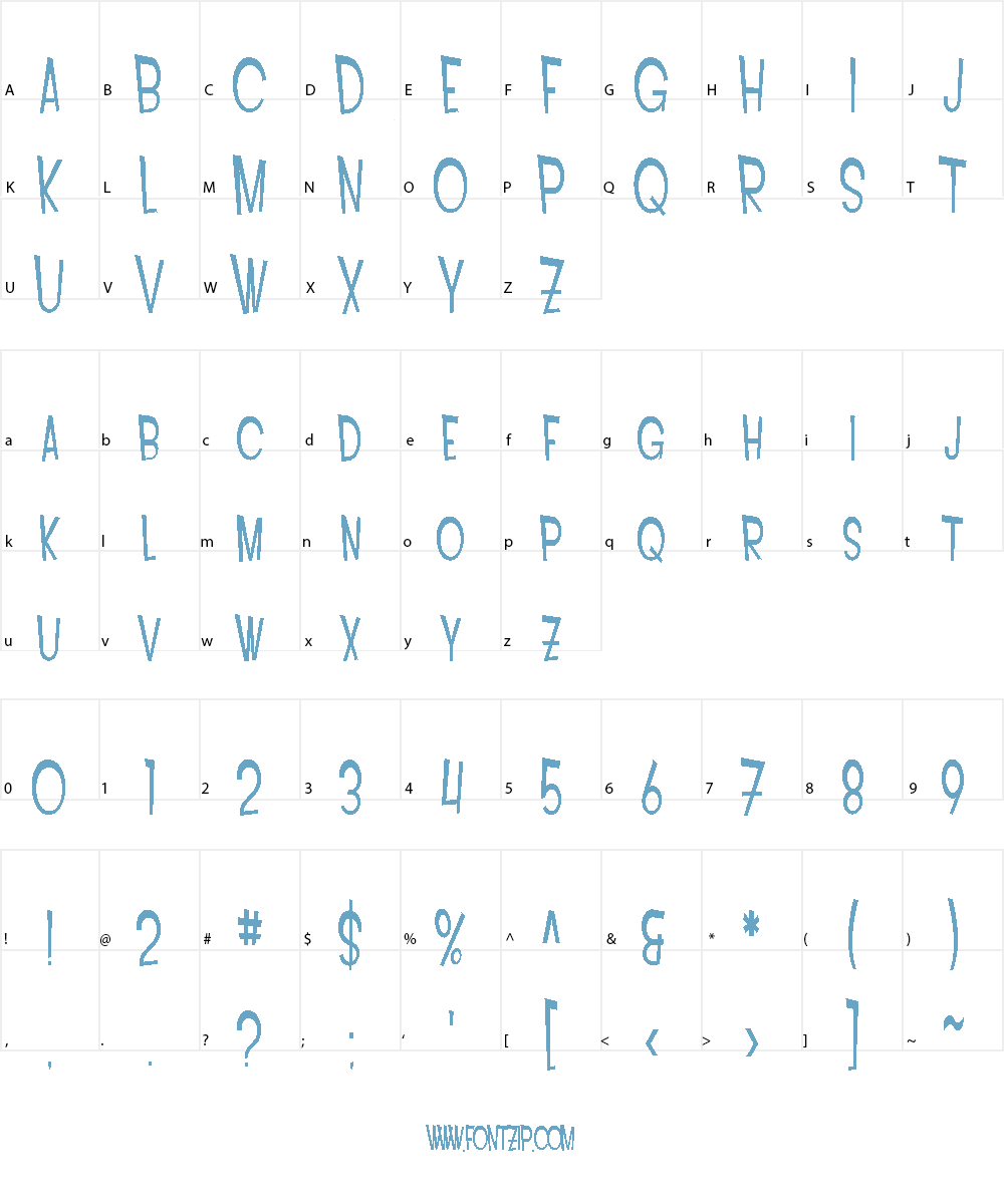 SF Intoxicated Blues Font Character