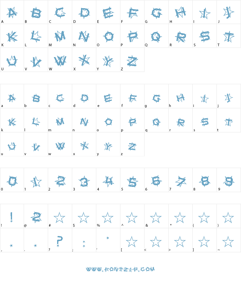 SF Star Dust Font Character