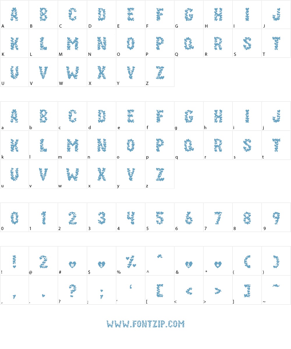 Paper Hearts Font Character