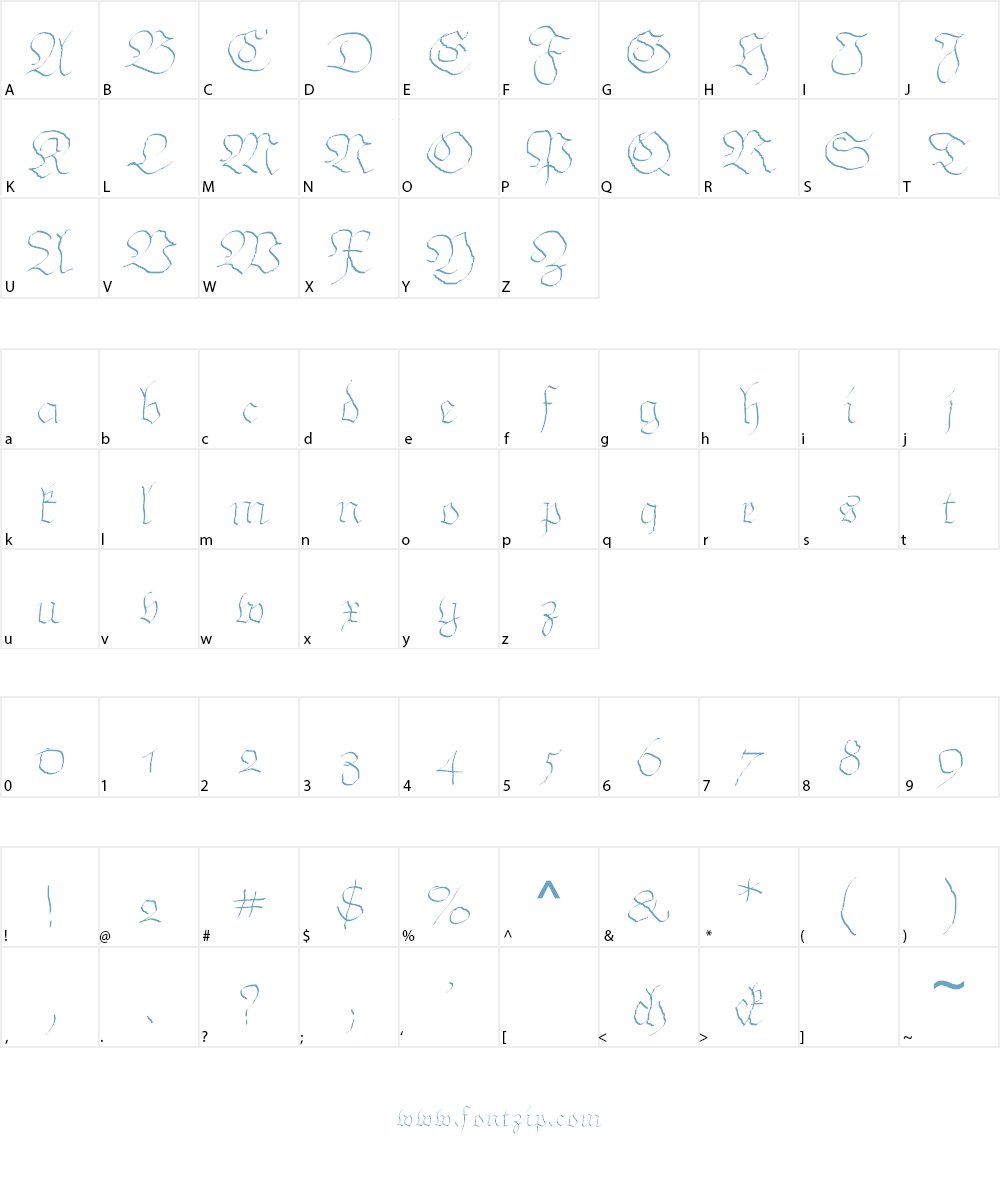 ArthritishSpringtime Font Character