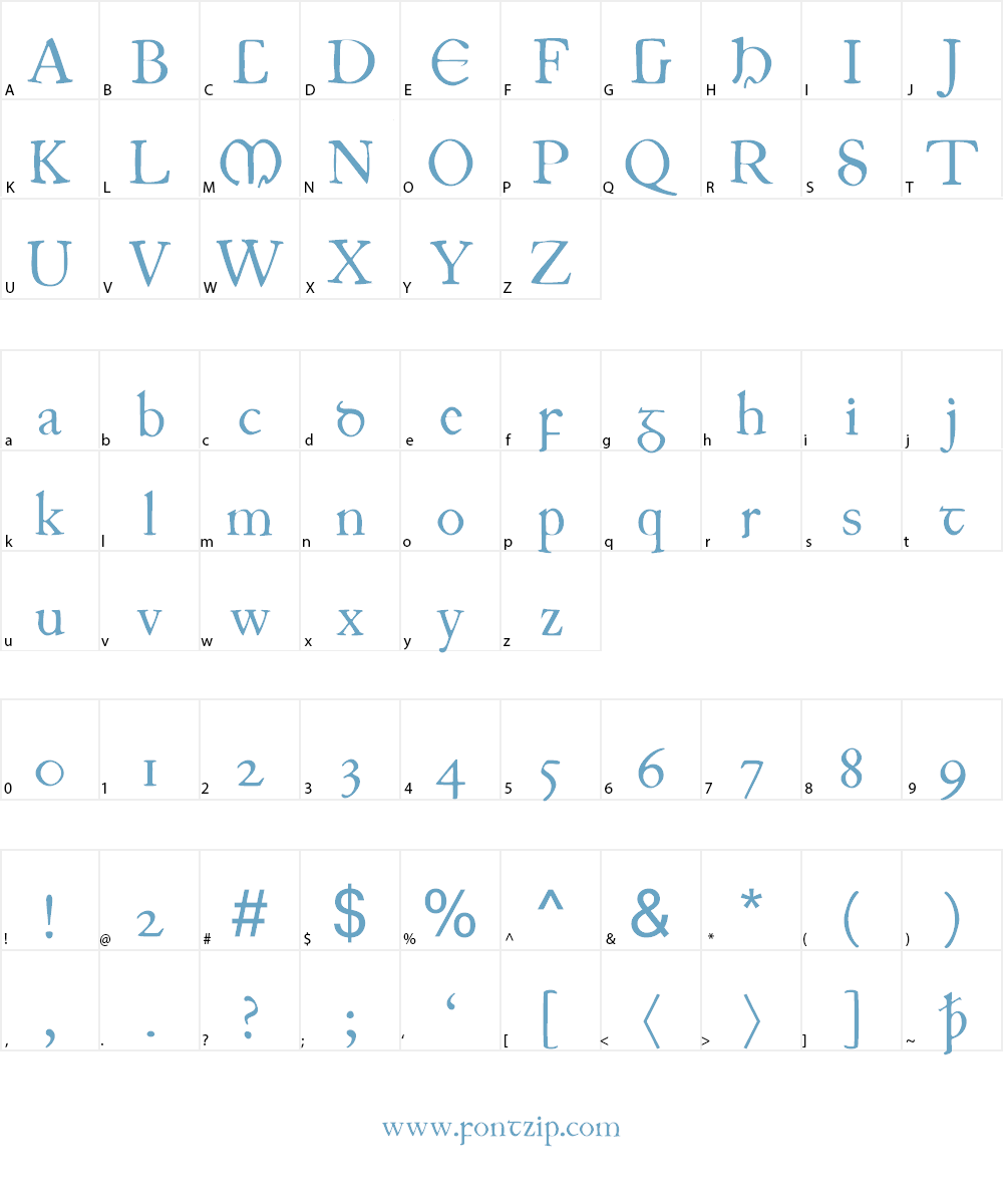 JuniusIrish Font Character