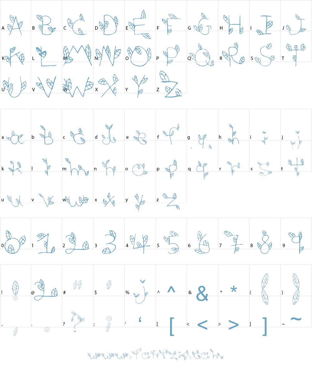 leaves Font Character