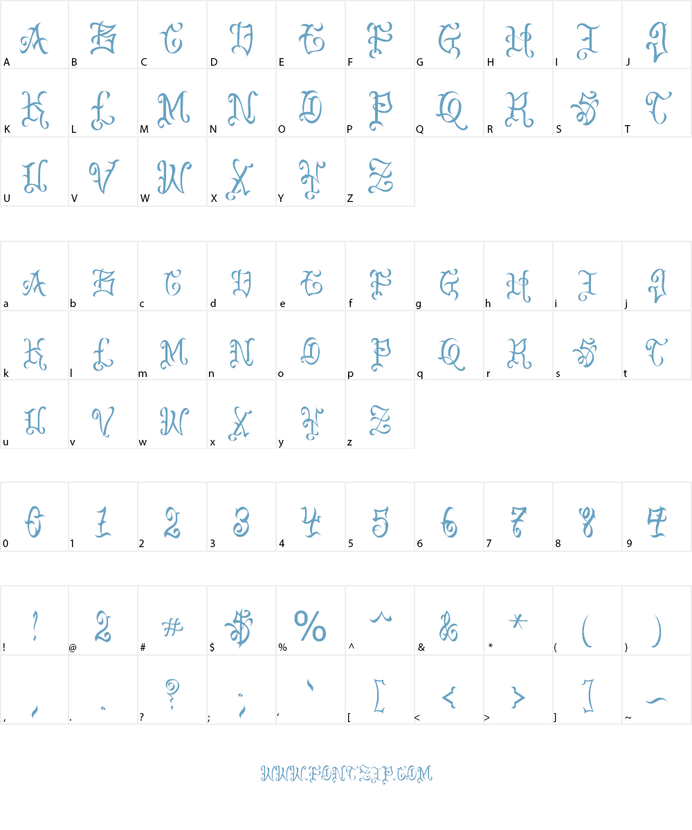 VTC-BadEnglischOne Font Character
