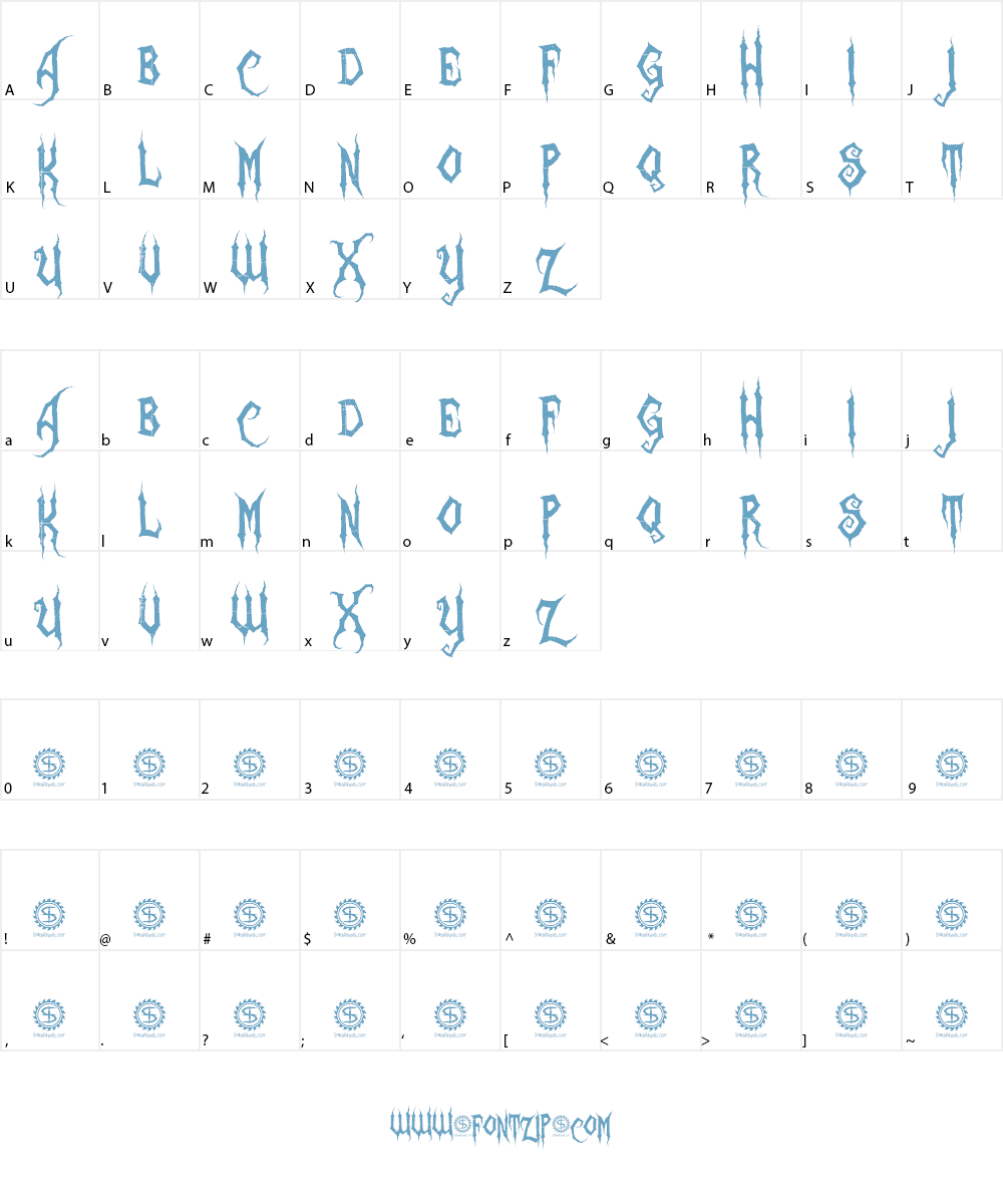 Zombie Holocaust Font Character
