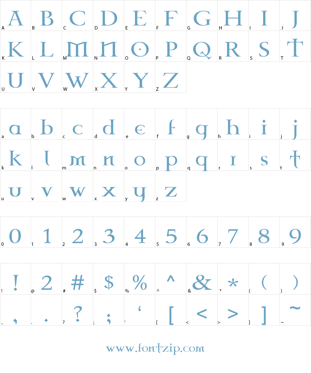 Celtic Garamond the 2nd Font Character