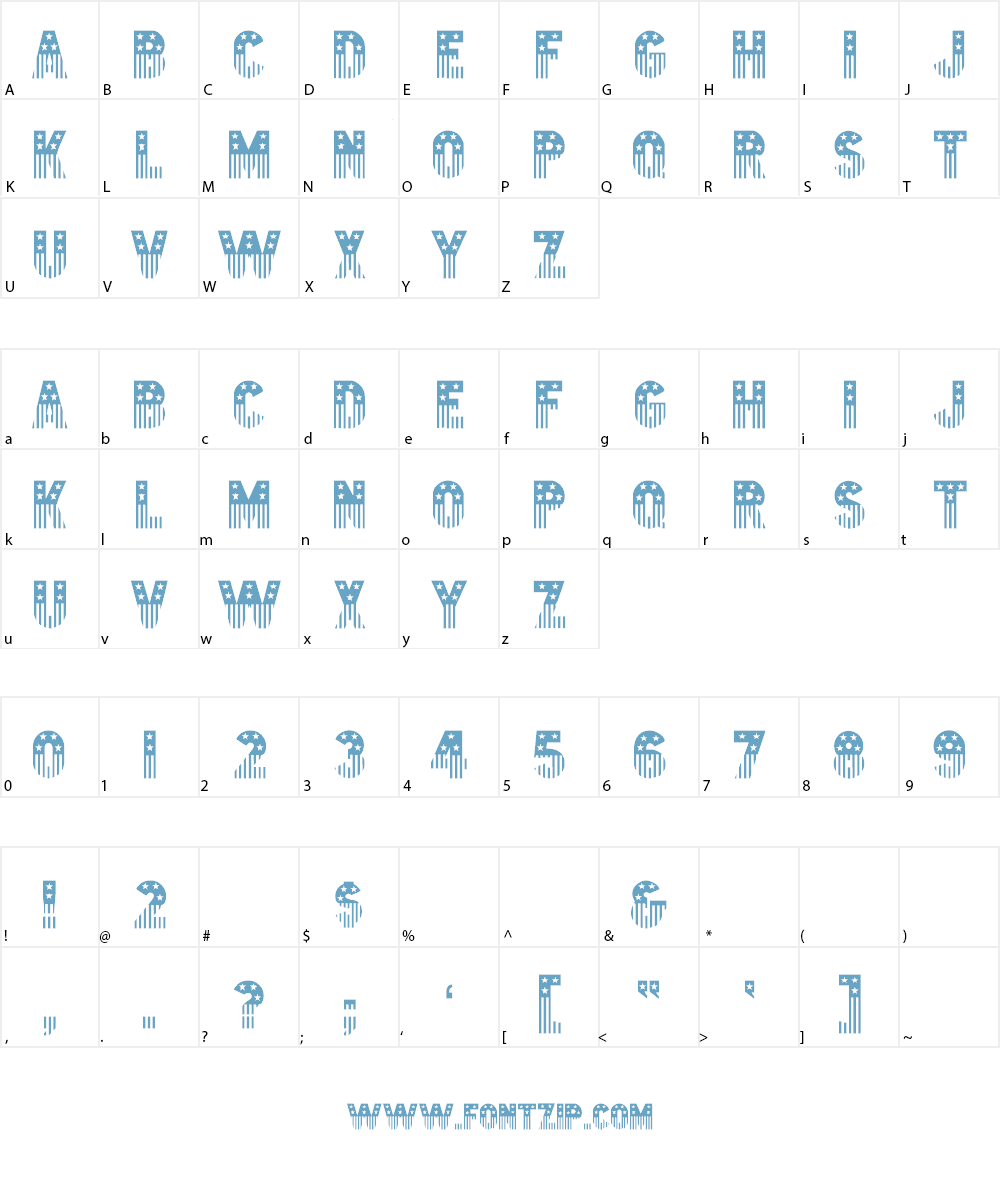 Stars & Stripes Font Character