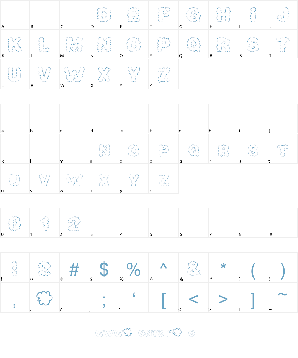 AlphaClouds Font Character