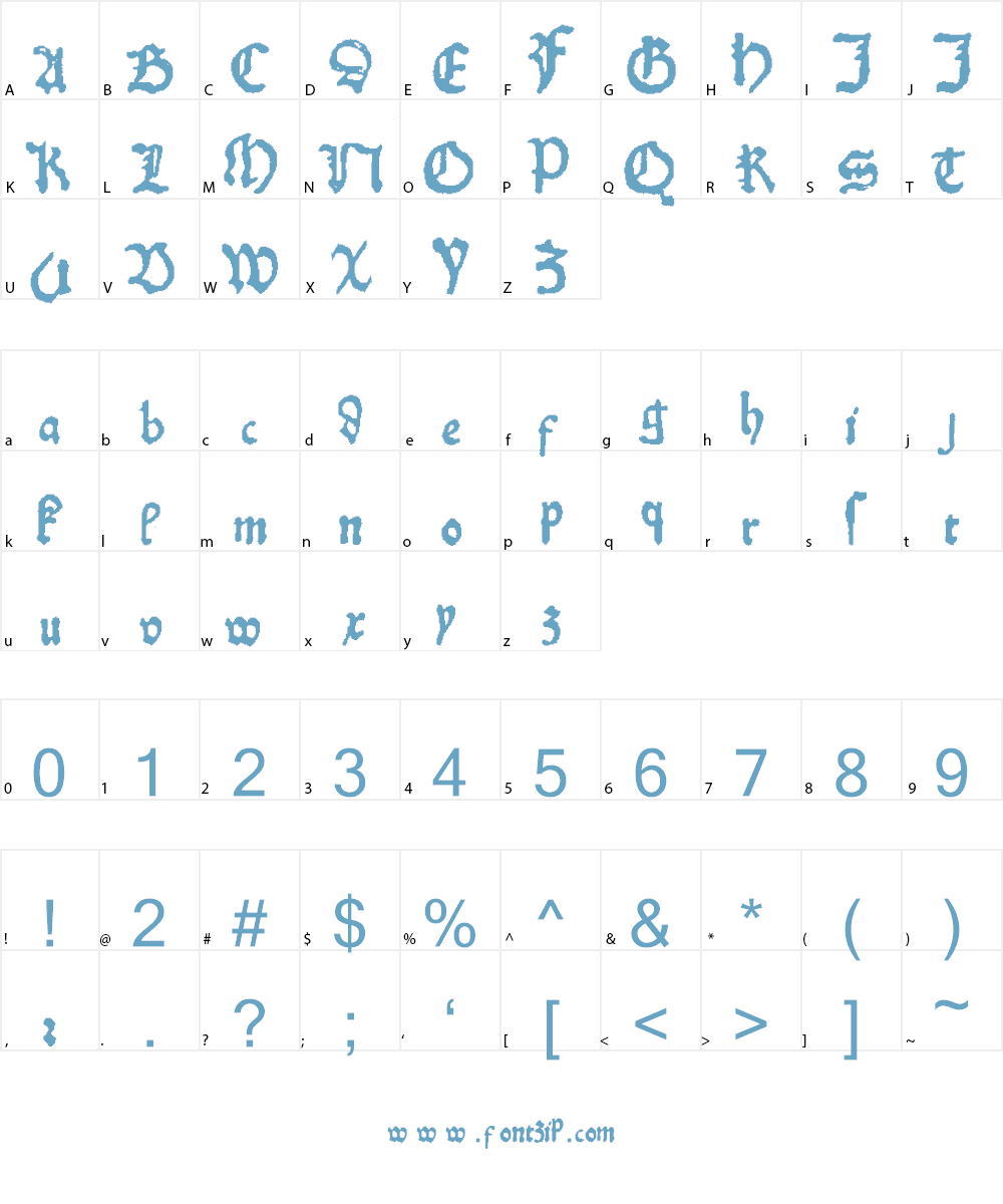 KobergerN10DruckBastarda Font Character