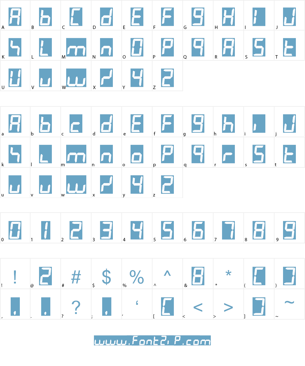 7LED italic Font Character