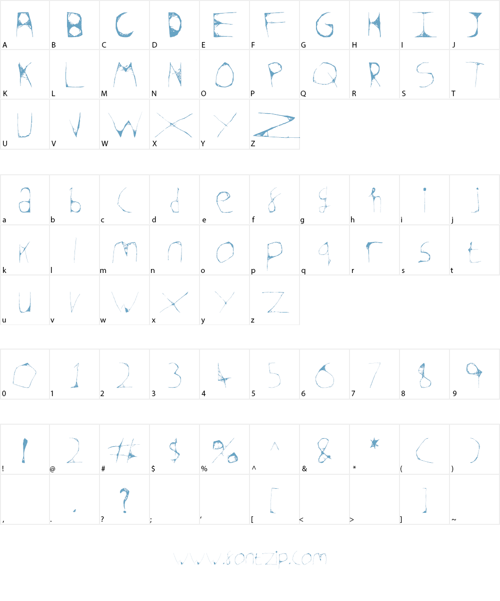 Skeleton Sketched Font Character
