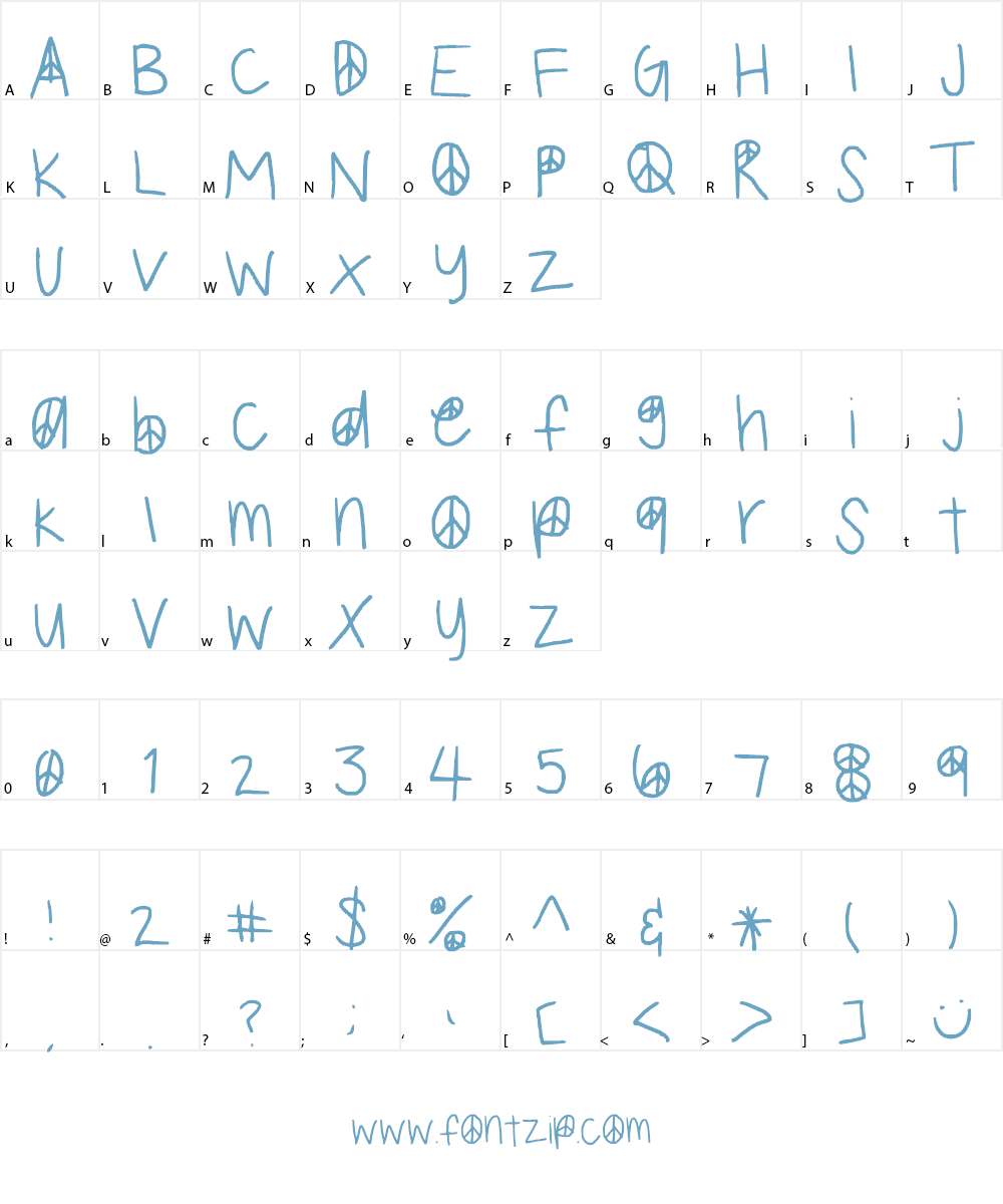 PEACE Font Character