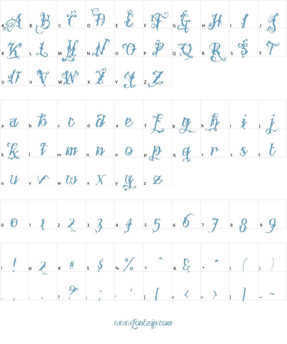 Botanink Font Character