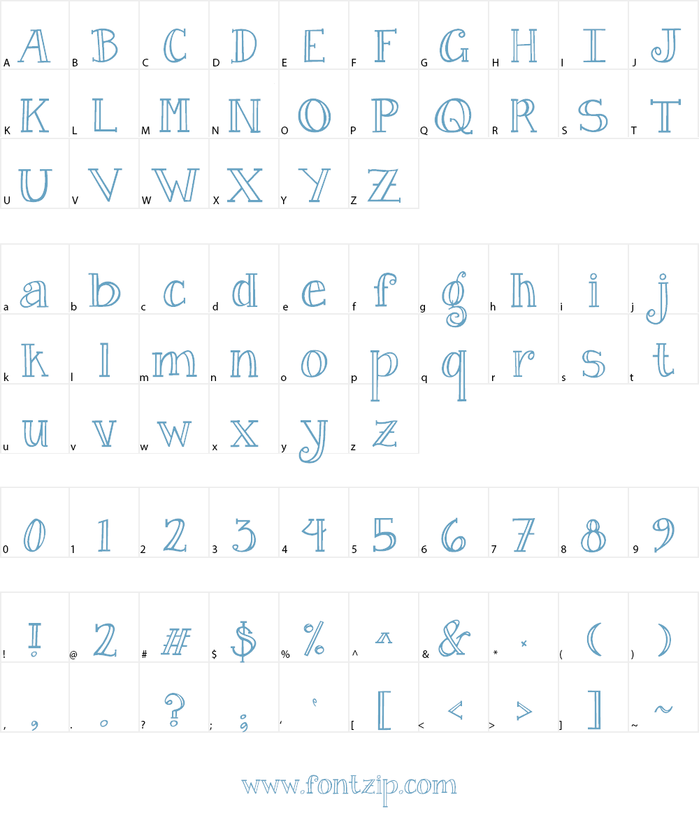 Janda Curlygirl Serif Font Character
