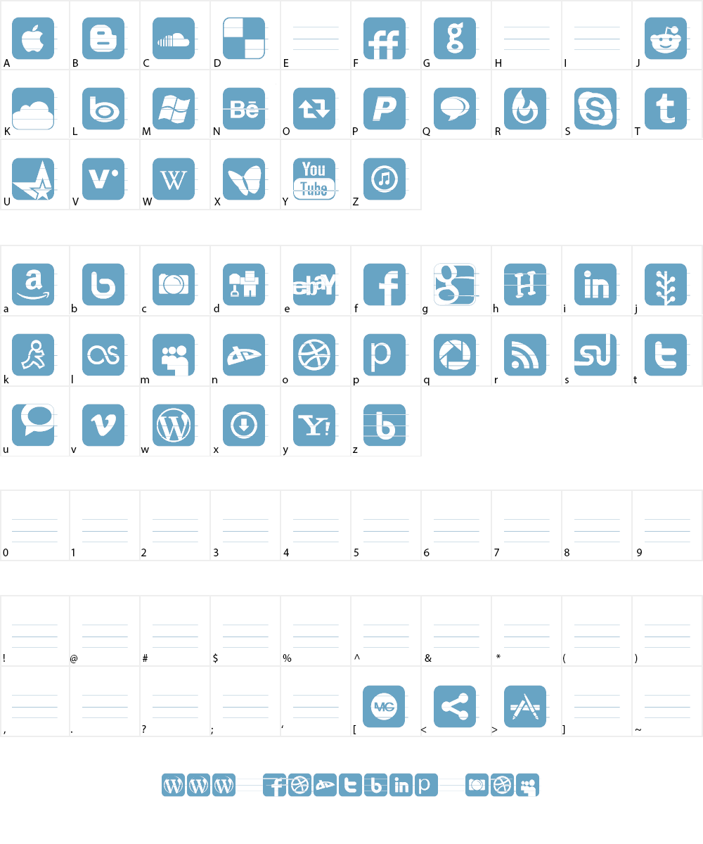 Social Networking Icons Font Character