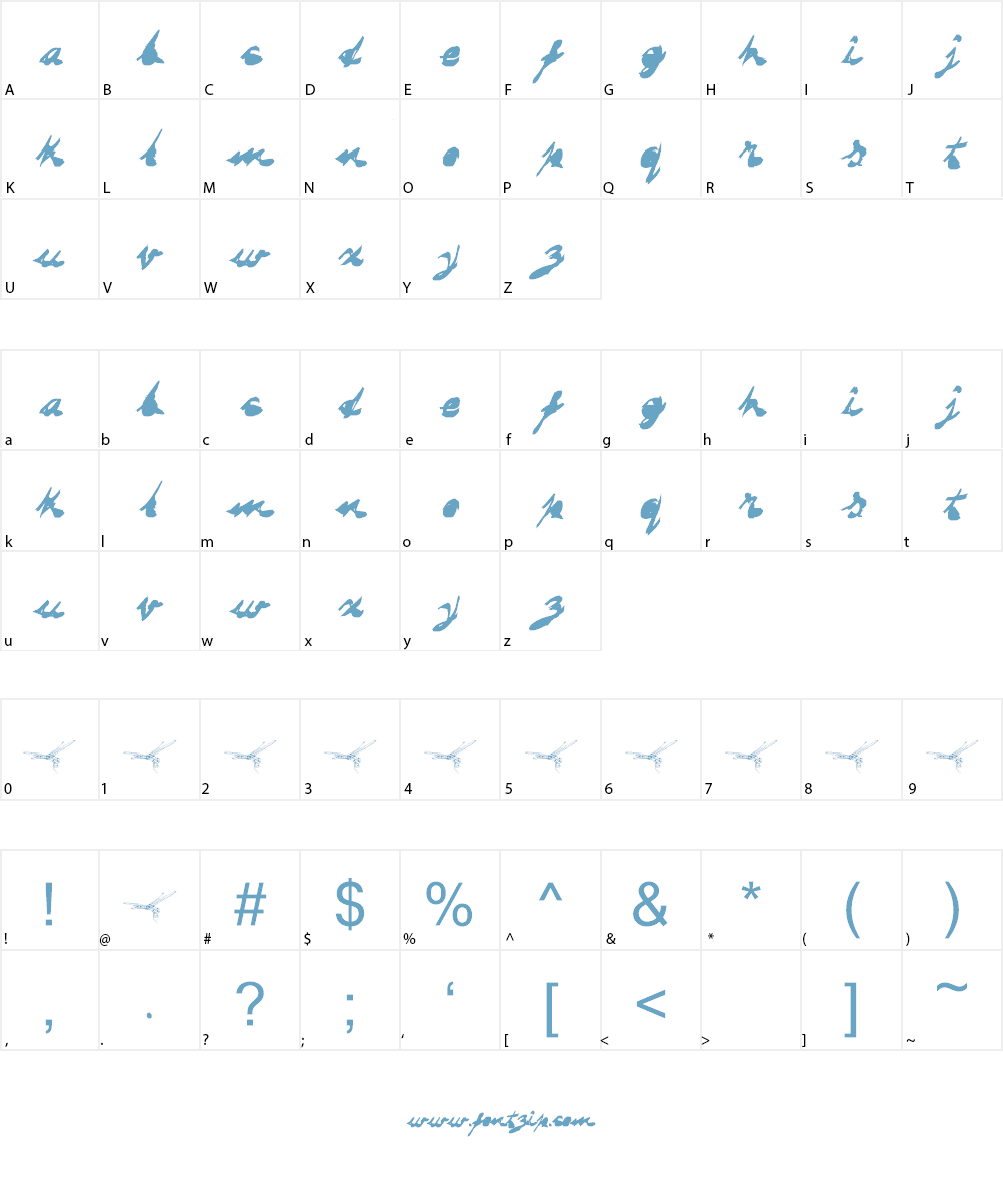 DRAGONFLY saji Font Character