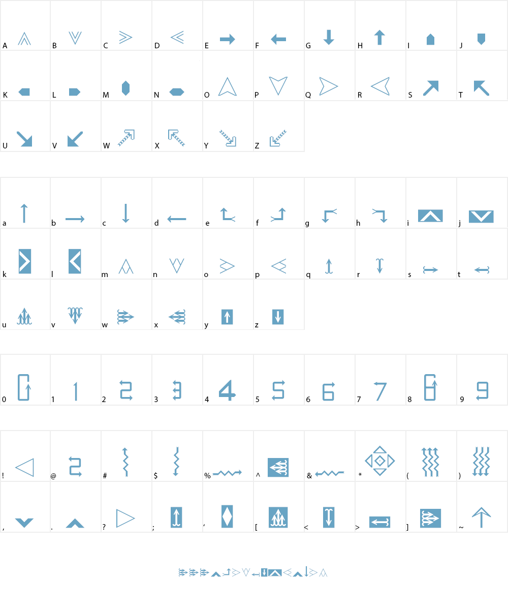 Arrows Font Character