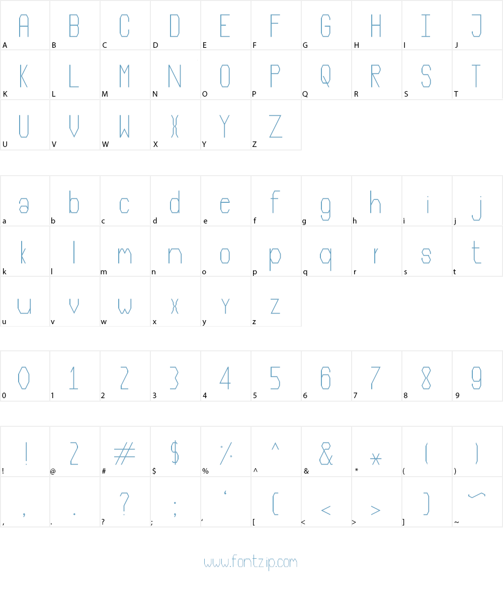 Narrow Lines Font Character
