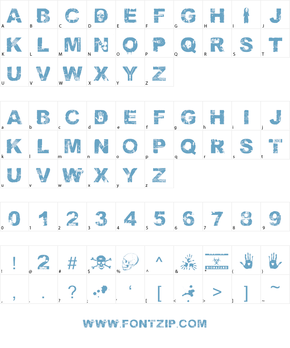 DAMNED Font Character