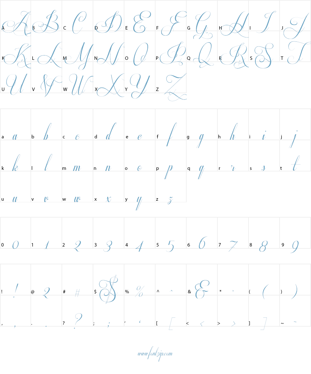 Respective Font Character